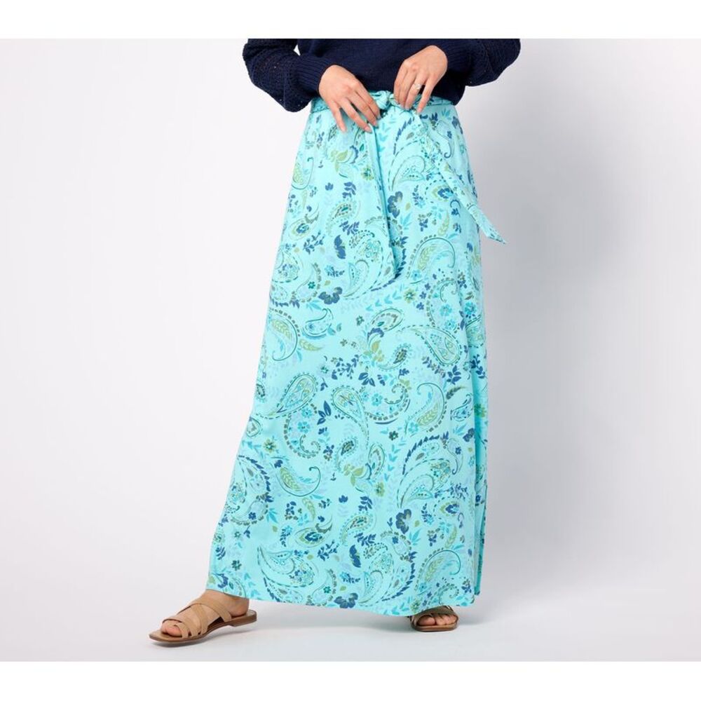 Fashion Women's Plus Sz Skirt 2X Denim & Co. Printed Double Knit Blue A647403